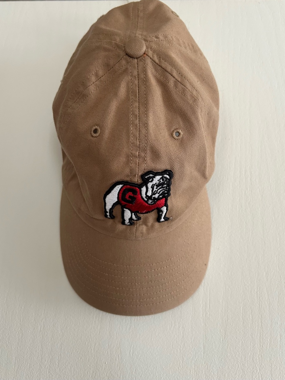 Georgia Bulldogs - Brown Bulldog Embroidered Baseball Cap - Tan Dog Hat